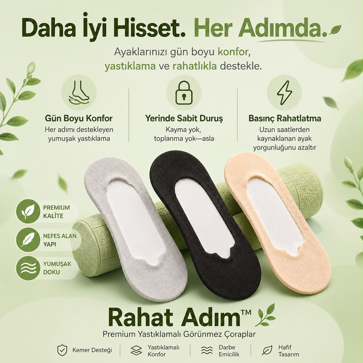 Rahat Adım™ Ortopedik Yastıklı Destek Çorabı
